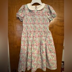 Janie and Jack Smocked Floral Dress in Red and Green